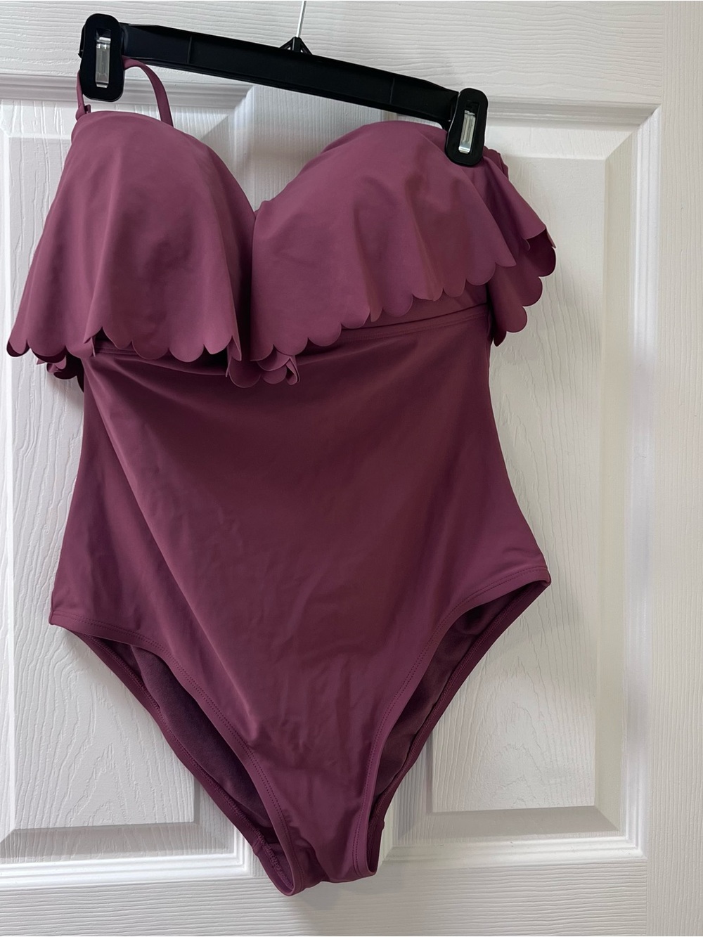 Kona Sol Plum Scallop One-Piece Swimsuit